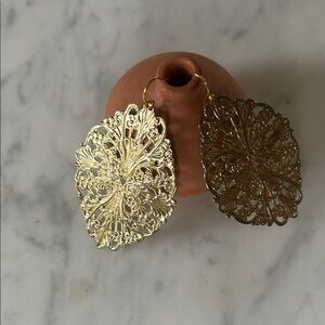 Brass stamp door knocker statement earrings